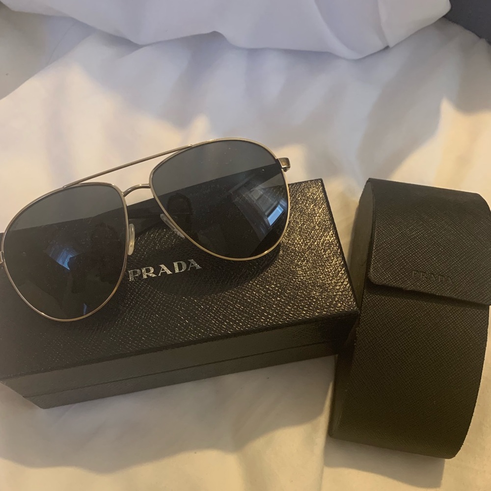 PRADA 53qs Triangle Gold and Black Sunglasses
